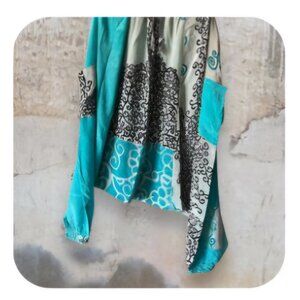 Kantha Bae Silk Be Still Harem pants - gorgeous turquoise and black prinnt